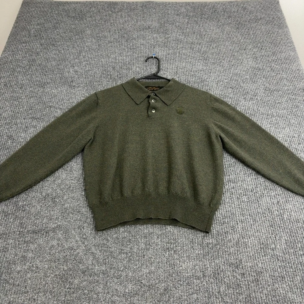 Eildon Hills Sweater‎ Youth XL Green Merino Wool Long Sleeve Polo Classic Casual